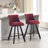 COOLMORE Set Of 2,Back Pull Point Design, Velvet Material, 360 Degree Rotation, Back Pull Loop Detachable Design, Rivet Decoration, Square Foot Wooden Bar Chair