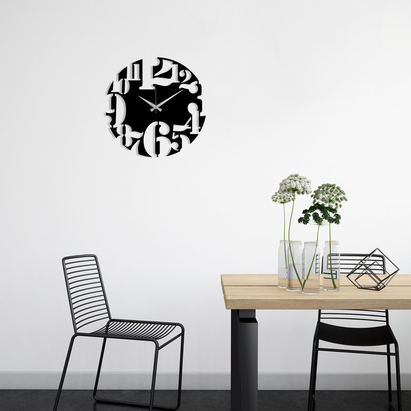 Elegant Black Metal Wall Clock, 19.0 x 19.0 inches | 100% Durable Metal, Thickness: 0.06 inches | Silent Mechanism, Easy Wall Mount | Perfect for Home Decor & Office, Battery Operated (1 AA Battery Required)