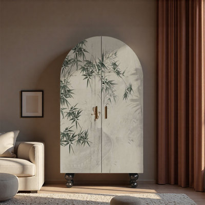 Armoire arquée à deux portes avec art en bambou