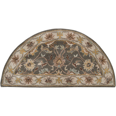 Arden Floral Handmade Tufted Wool Charcoal/Light Beige/Yellow Area Rug