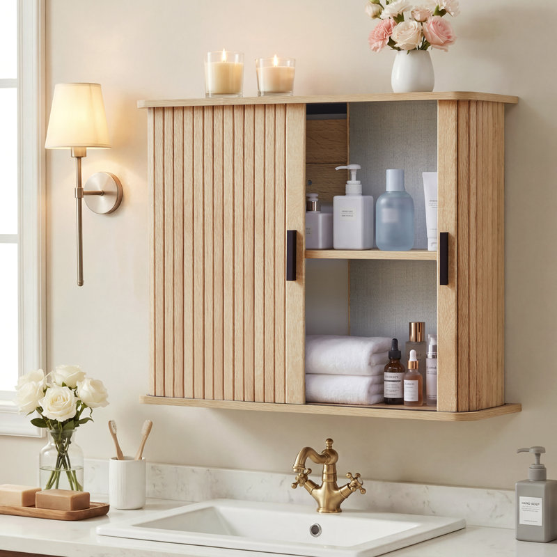 Armoire murale de salle de bain, Naturel