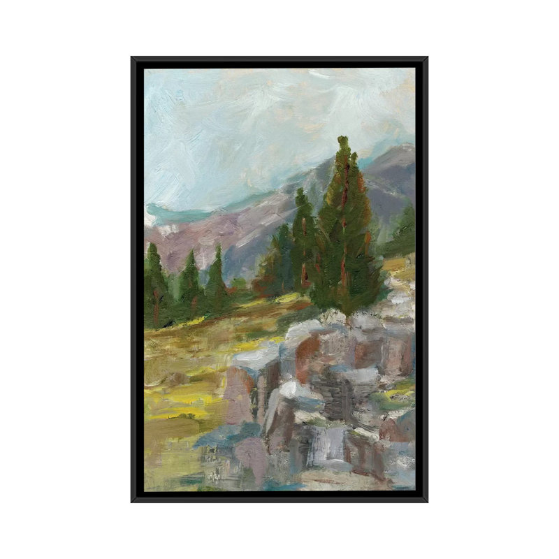 «Rocky Hillside II», reproduction sur toile, H 26 po x l 18 po x P 1,5 po, Toile avec cadre noir, Pas de tapis