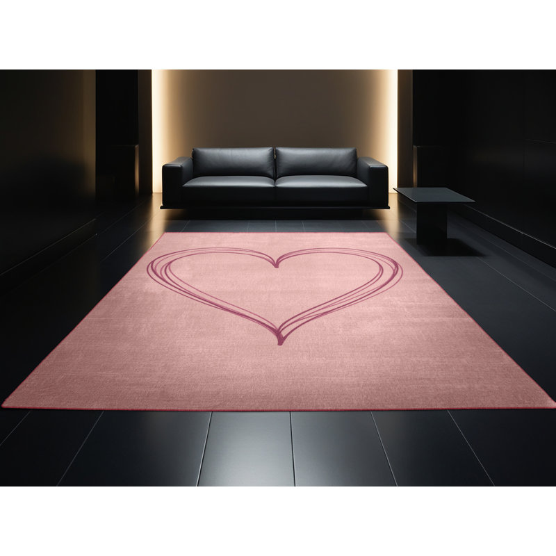 Machine Washable Norridge Valentines Modern & Contemporary Abstract Rug in Brown – Rose Binding, 2x5