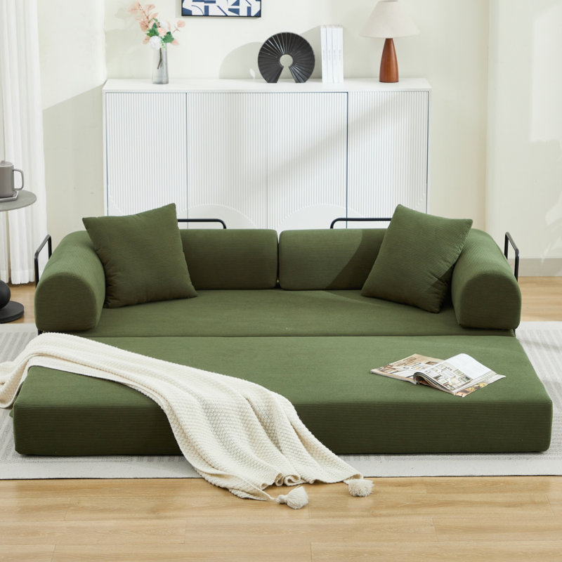 Canapé-lit pliant avec 2 coussins, Vert