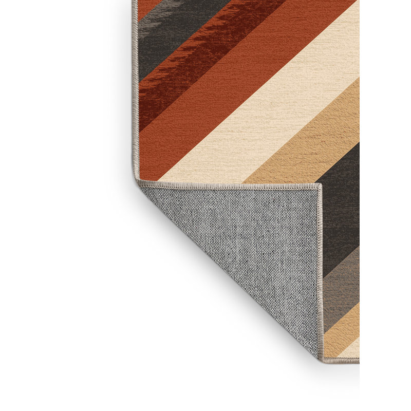 Machine Washable Pantelis Global Inspired Ikat Rug in Brown – Beige Binding, 2 x 3