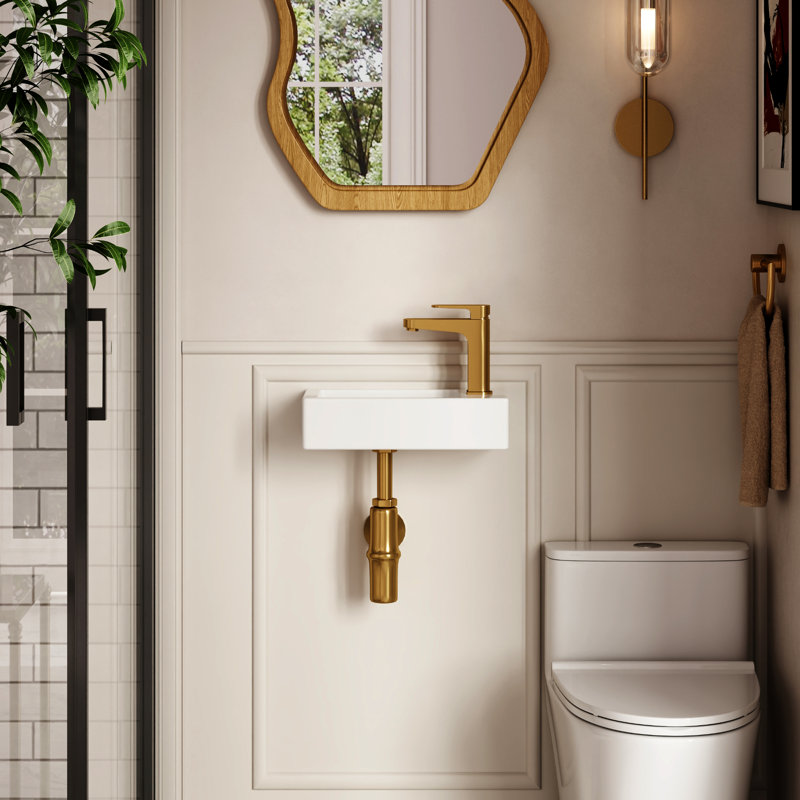 Liberty 370mm x 180mm White Ceramic Rectangular Wall Hung Basin Bathroom Sink
