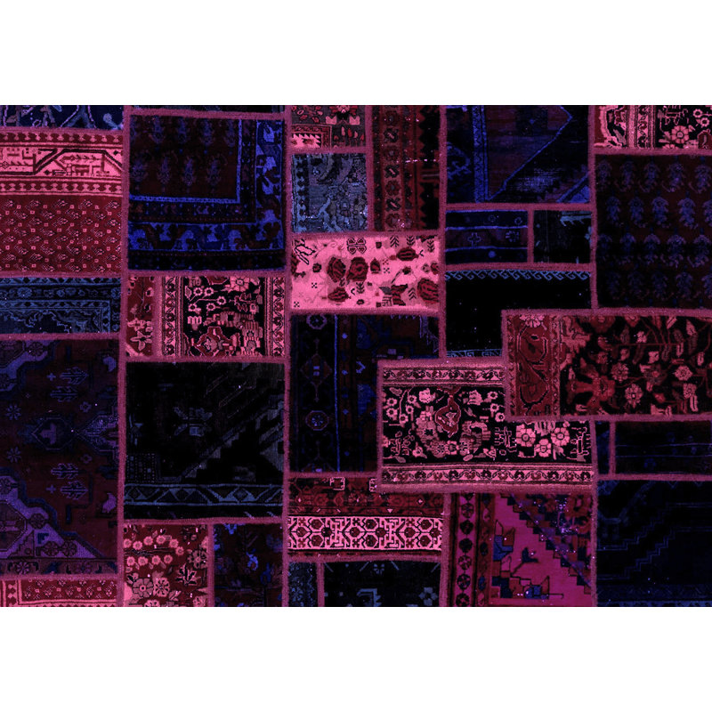 Tapis mauve en laine / polyester tissé à la machine Jenal, Rond 6 pi