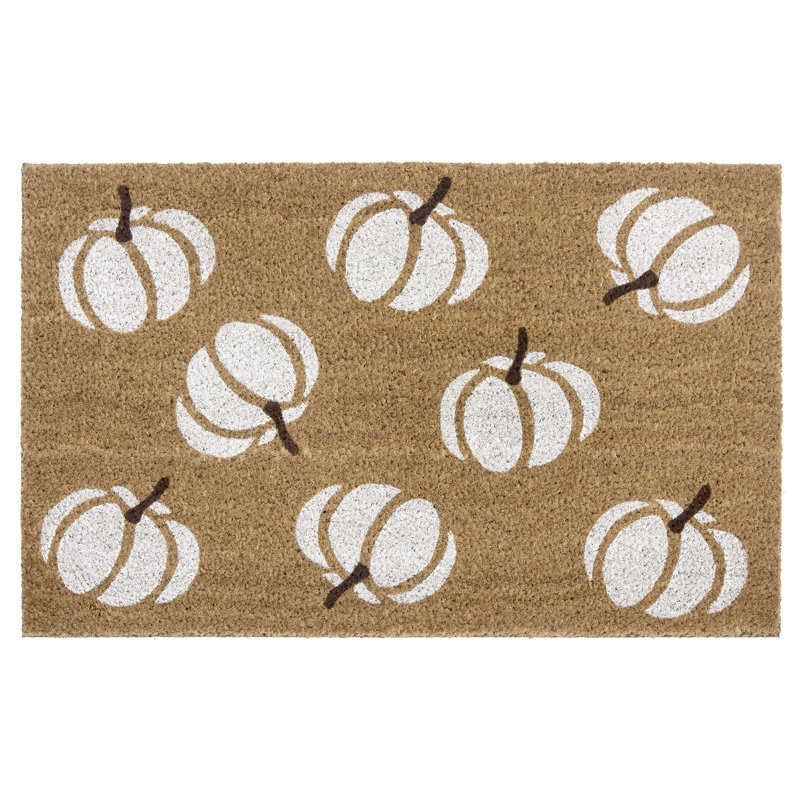 Mix Mats Orange Pumpkins Doormat, White/Black