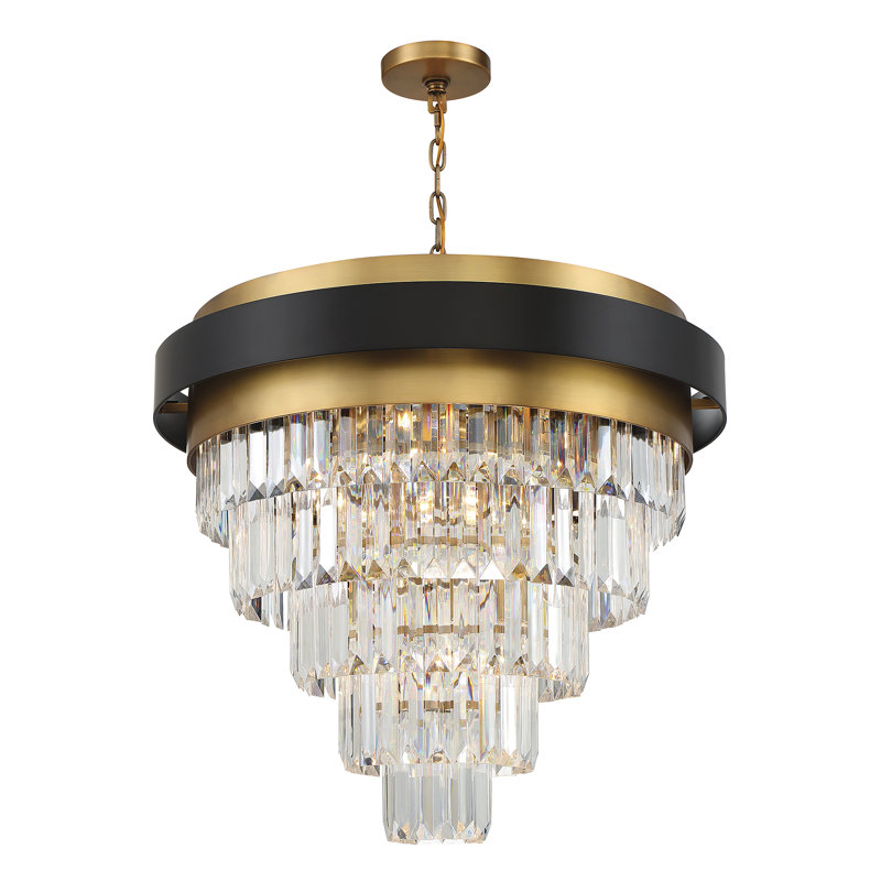 Marquise 9-Light Chandelier in Matte Black with Warm Brass Accents