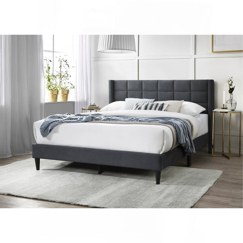 Tête de lit tapissier élégante et moderne en lin brossé 1pc, Gris anthracite