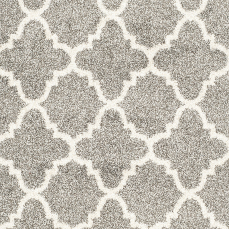 Tapis géométrique Ammundsen, Carré 3 pi, Gris foncé / beige