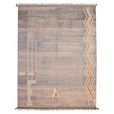 One of kind Hand-Knotted Pak Finest Marrakesh Denim Blue Rug 11'8" x 15'7"
