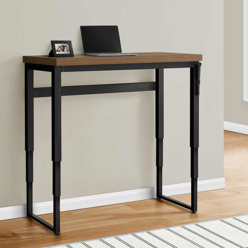 Bureau d'ordinateur, bureau personnel, debout, réglable, L 48 po, travail, ordinateur portable, stratifié noyer, métal noir, contemporain, moderne