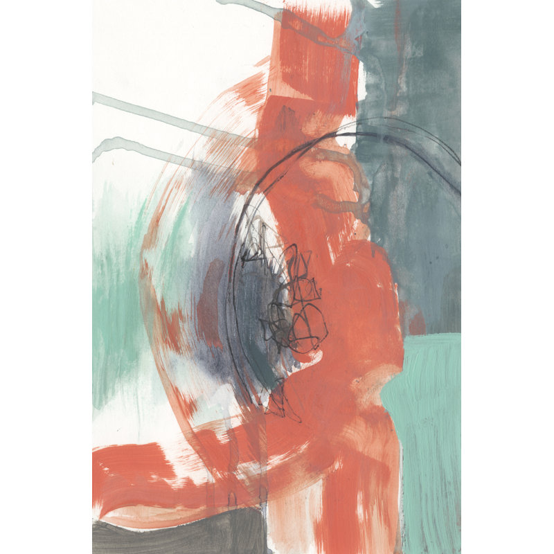 «Juxtapose Coral I» par Jennifer Goldberger - peinture sur toile tendue, H 36 po x l 24 po x P 1,25 po