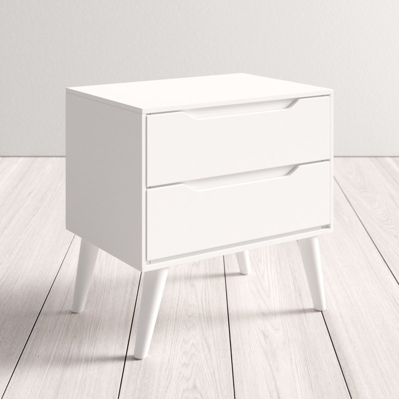 Baruyr 60.03cm W Solid Wood Bedside Table, White