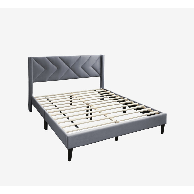 Lit tapissier en velours pour grand lit, gris