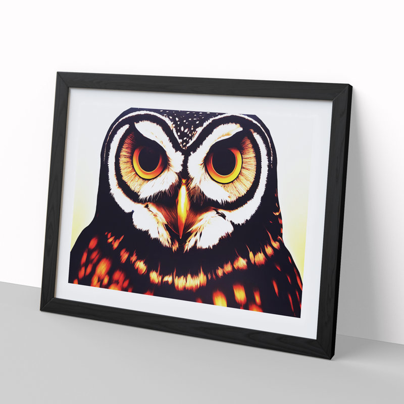 Explosive Owl - Single Picture Frame Print, Black Framed, 46cm H x 64cm W x 2cm D