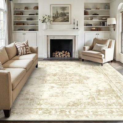 Vintage Oriental Machine Washable  Area Rug with Non-Slip Backing