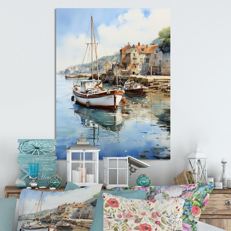 «England Calm Harborengland Landscape», reproduction d'art murale en métal en Angleterre, H 32 po x l 16 po x P 1 po