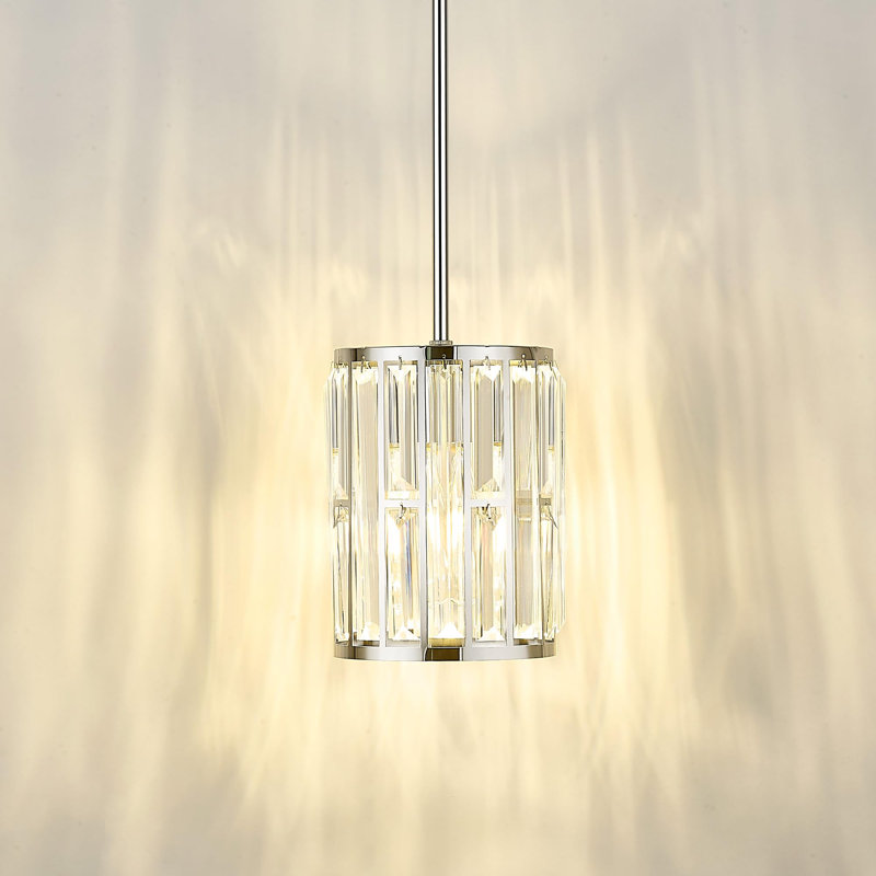 Luminaire suspendu cylindrique à 1 lumière Jhavori, Argent