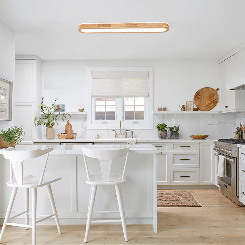 Cristalle Wooden Long Oval Led Flush Mount, 6000K