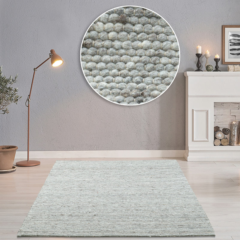 Hand Woven Wool Grey Indoor Rug, Rectangle 190 x 290cm