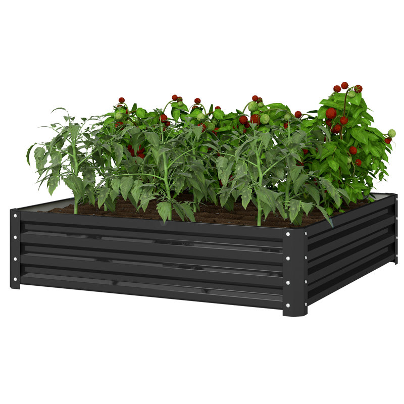 Lit de jardin surélevé en métal Evelin, 1, Gris, H 12 po x l 48 po x P 48 po