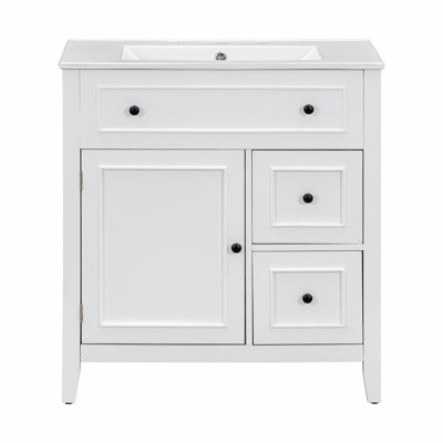 Corsham 30 " W Freestanding Standard Free Standing 1 Single Vanity Bathroom Vanity With Ceramic Top