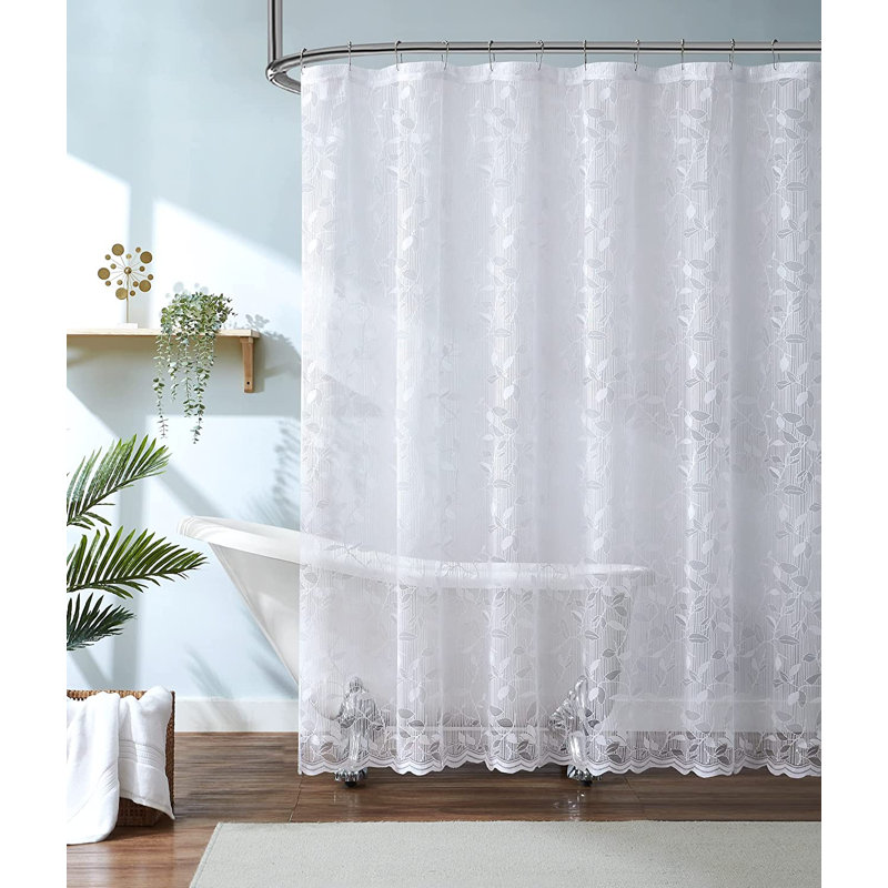 Toraino Floral Shower Curtain. Rustic Leaf Lace Shower Curtain, H 84 po x l 72 po, Noir