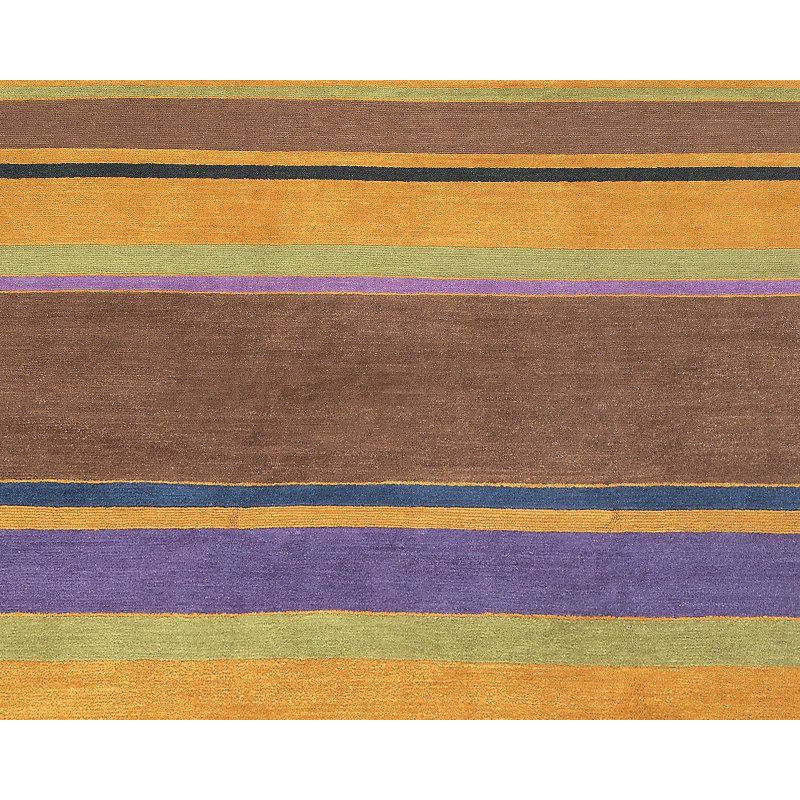 Copacabana Wool Striped Area Rug in Brown/Orange/Purple, Rectangle 12' x 16'