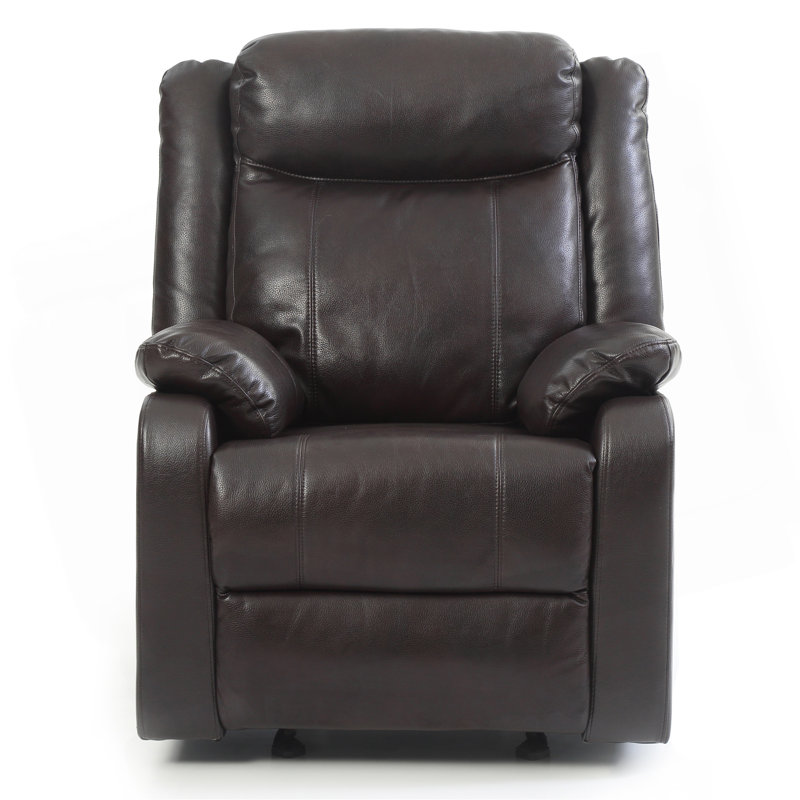 Contemporary Dark Brown Recliner Chair, Manual-Push Button, Dark Brown