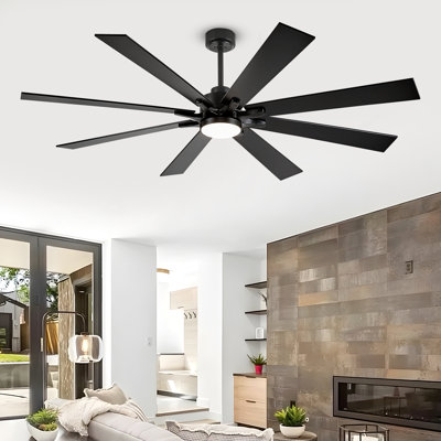 Ventilateur de plafond intelligent et à télécommande à 8 pales avec lumière pour l'intérieur et l'extérieur couvert