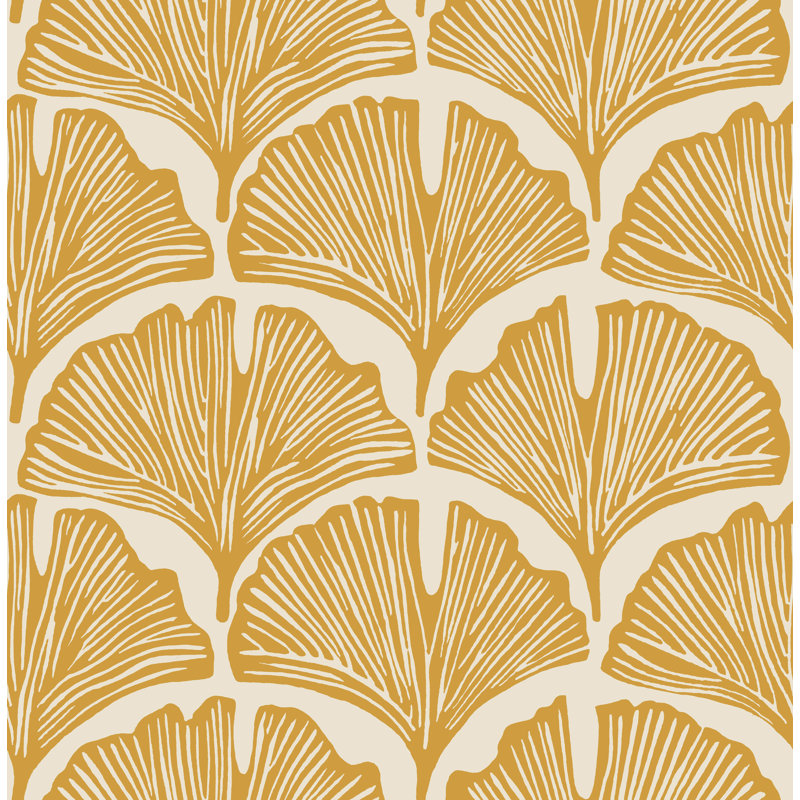 Papier peint auto-adhésif Feather Palm par Novogratz, 15 pieds carrés, Jaune