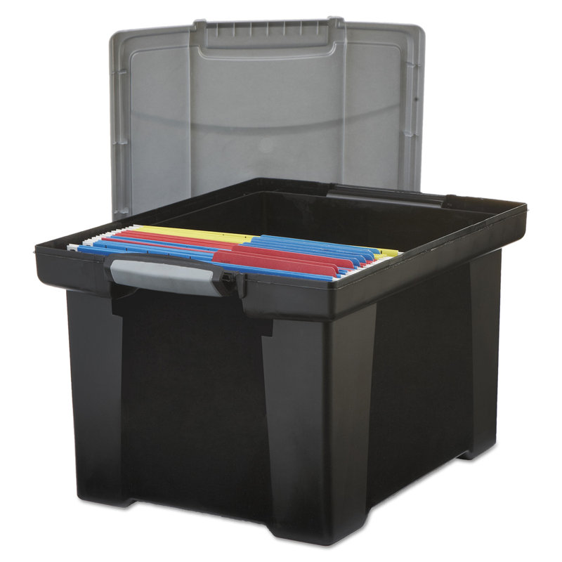 Black and Silver Stackable Utility Storage Tote with Locking Handles