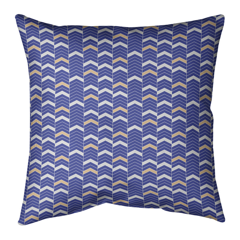 Coussin Rhonda, 16 po x 1 po, Petit : bleu, orange, Polyester sergé
