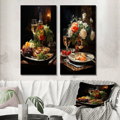 International Elegant Diner International - ensemble de 2 impressions sur toile International Cuisine
