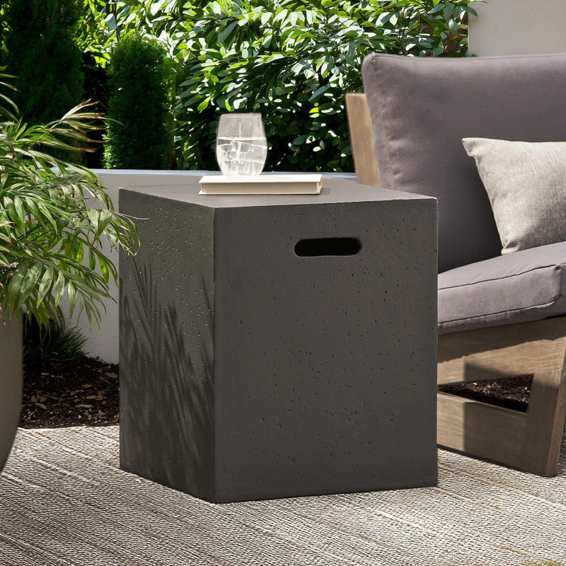 Table d'appoint moderne 16,25 po x 20,25 po, sans assemblage, Noir mat