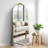 Large Arched Rectangle Wood Framed Full-Length Mirror with Stand Bathroom Vanity Mirror-1285522384-1285522390