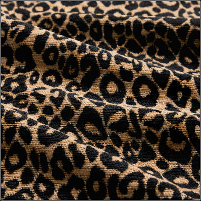 Leopard Print Chenille Ottoman for Modern Interiors