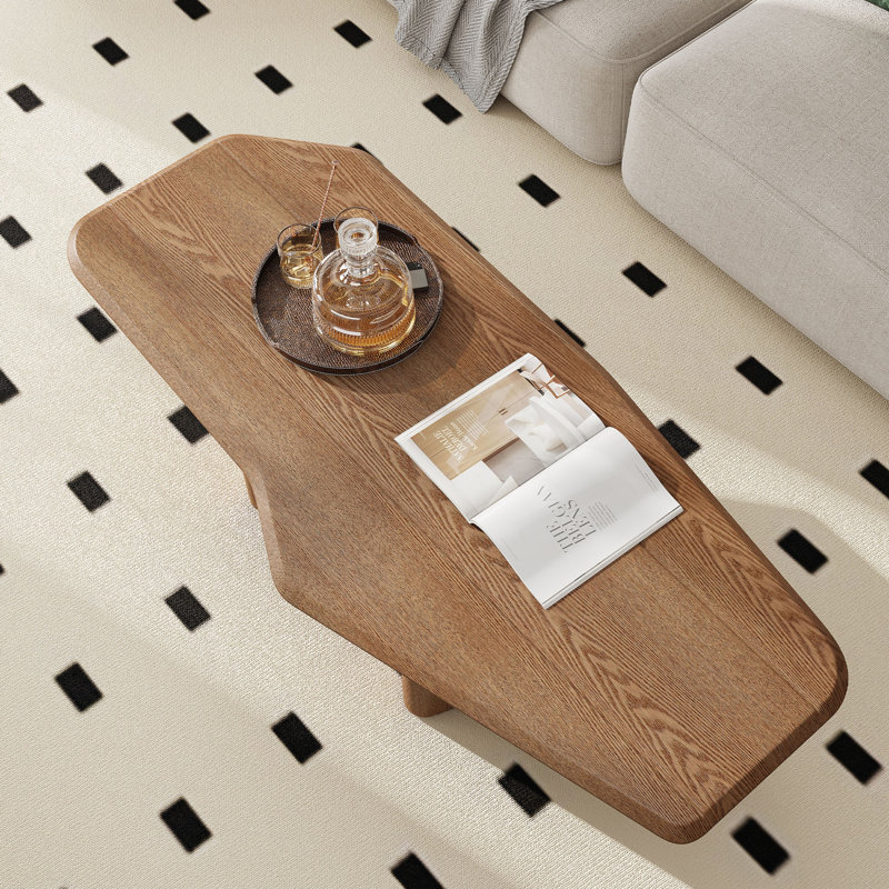 " Walnut Ash Wood Coffee Table | Solid Wood & Mdf | Modern Minimalist For Small Spaces