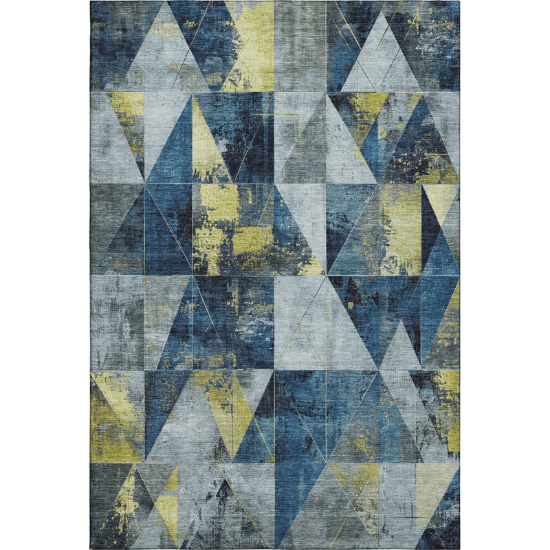 Premium Machine Washable Mayfield AMF1888 Geometric Rug, Rectangle 2'6" x 3'10"