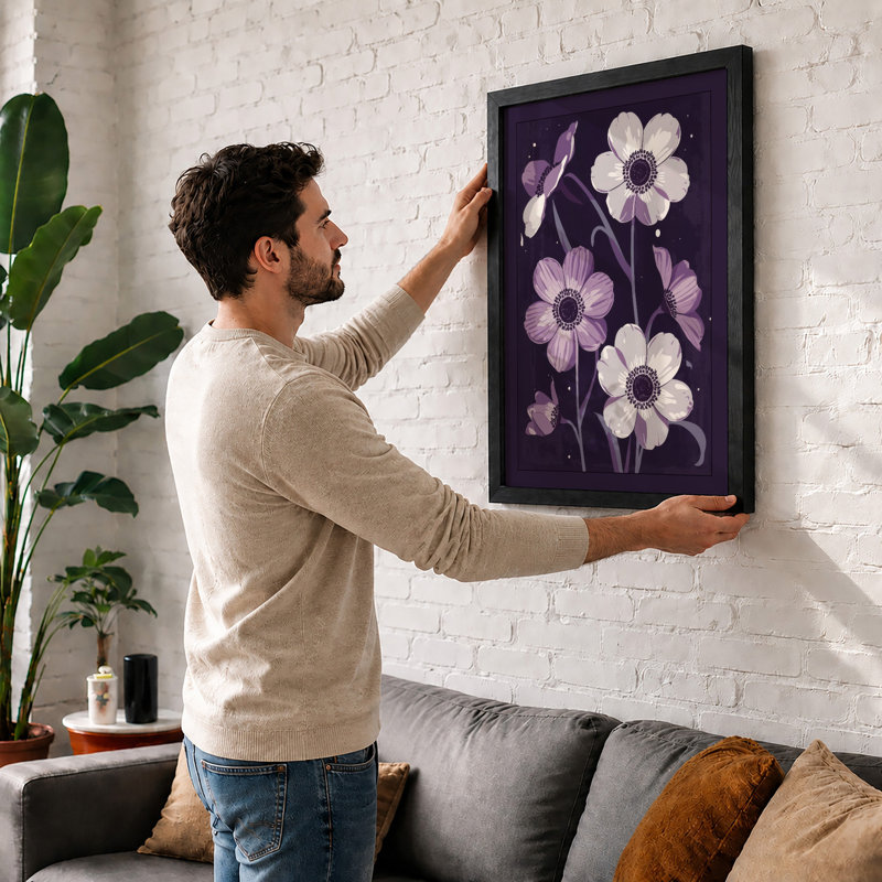 Anemone Study Botanical - Print, A2 - 59.4 x 42.0 cm, Oak