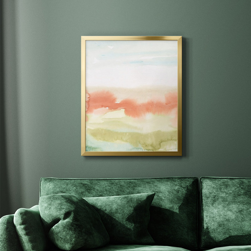 «Blush Sunrise I», toile encadrée de qualité supérieure - prête à être accrochée, Or, H 24 po x l 20 po