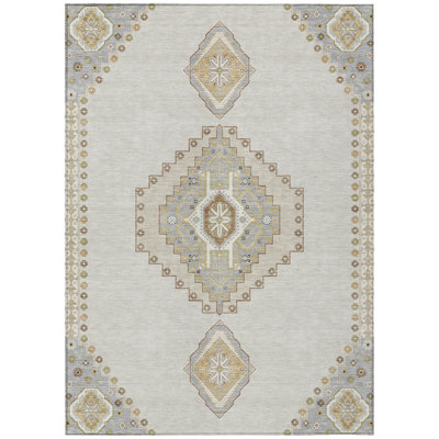 Elira Ivory Washable Indoor-Outdoor Rug - 