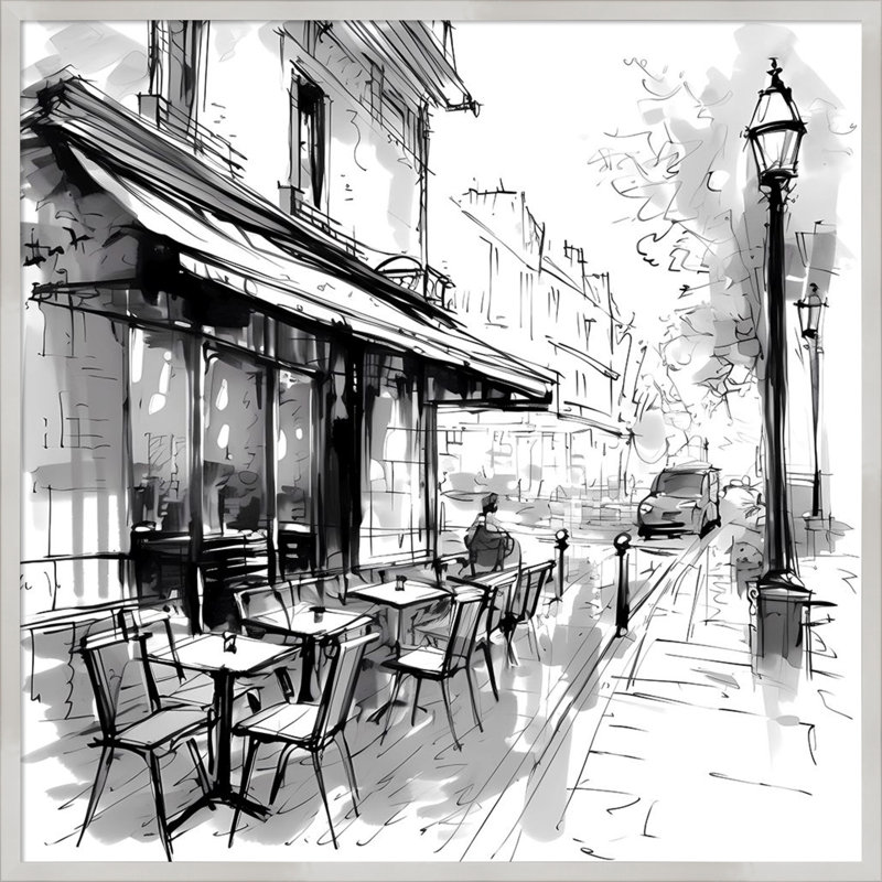 «Paris Cafe I» par Walker, impression sur bois encadrée, H 33 po x l 33 po