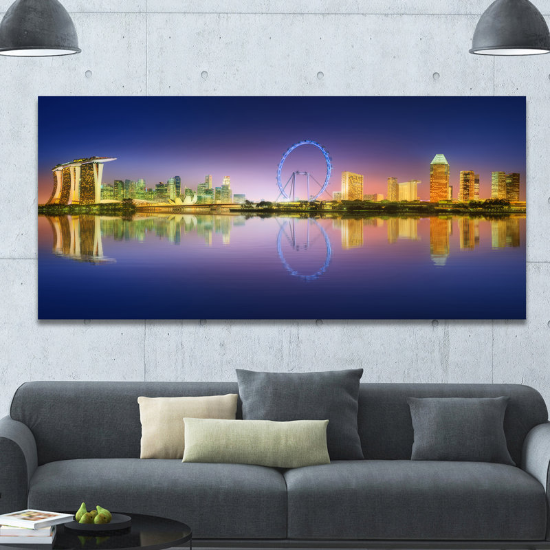 «Singapour Skyline and Blue Sky», impression, H 20 po x l 40 po x P 1po, Toile tendue