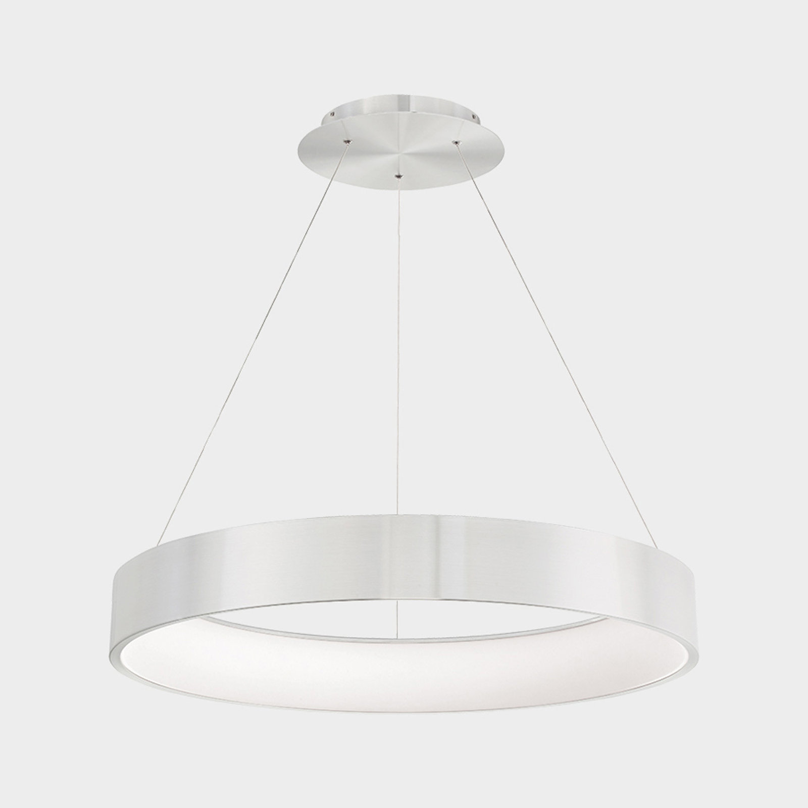 Romain Single Light Acrylic Dimmable LED Pendant, Brushed Aluminum, 4" H x 32" W x 32" D