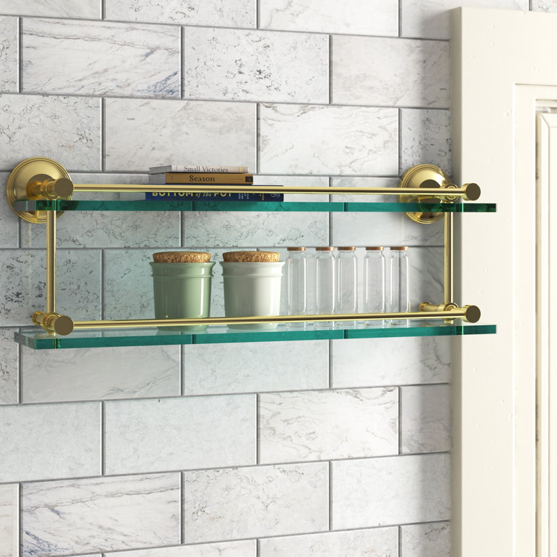 Alcott 2 Piece Tiered Shelf, Polished Brass