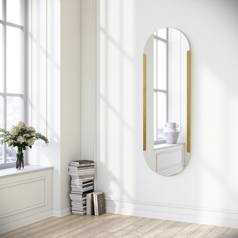 Modern Gold Wall Mirror, 19.7 x 59.1 inches | 100% Metal Construction, Durable & Elegant Design | Perfect for Home Decor, Entryway, or Living Room | Space-Saving & Stylish Accent Piece