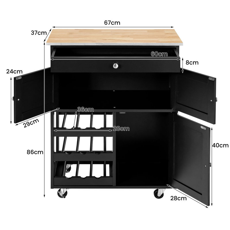Ayoka Wood Kitchen Island